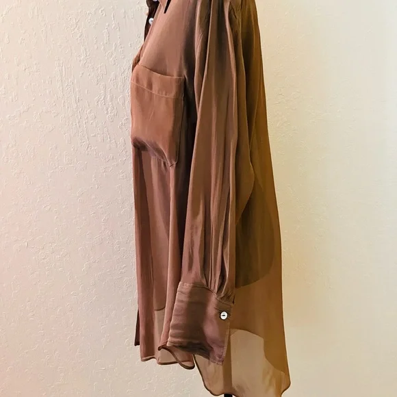 Zara Light Brown Sheer Blouse - Picture 4 of 7